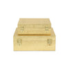Lusan Set of 2 Square Nesting Decorative Storage Boxes: Navy Blue Shagreen
