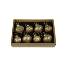  Gold Glass Ornaments - Box of 8