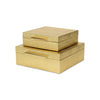 Lusan Set of 2 Square Nesting Decorative Storage Boxes: Navy Blue Shagreen