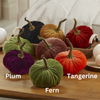 Pumpkin Small Velvet, Valentine's mantel, Autumn table, Gift: Emerald