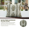 Block Print Boho Thick Linen Pillow Cover- Morpankh Border: Thick Linen / One Side Print / 22x22 Inch