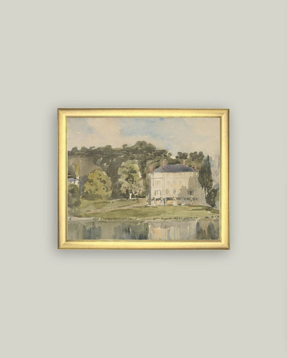 View of Chateau Framed Antique Art