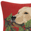 Golden Lab Dog With Holly Branch Pillow