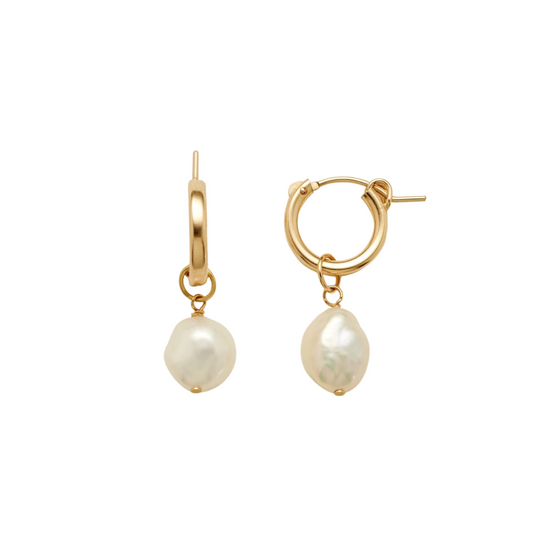 Drop Pearl Hoop Earrings