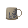 Hand-Stamped Botanical Stoneware Mug, 16 oz.