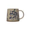 Hand-Stamped Botanical Stoneware Mug, 16 oz.