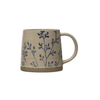 Hand-Stamped Botanical Stoneware Mug, 16 oz.