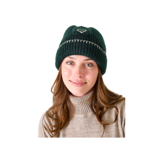 Love Whipstitch Beanie - Green/Cream