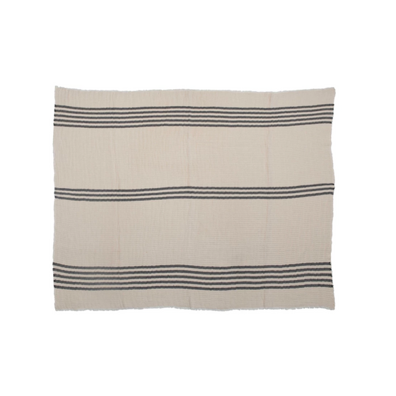 Stitched Throw with Frayed Edges