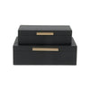 Lusan Set of 2 Rectangular Nesting Decorative Storage Boxes: Cream Shagreen
