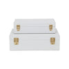 Lusan Set of 2 Rectangular Nesting Decorative Storage Boxes: Cream Shagreen