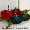 Pumpkin Small Velvet, Valentine's mantel, Autumn table, Gift: Emerald