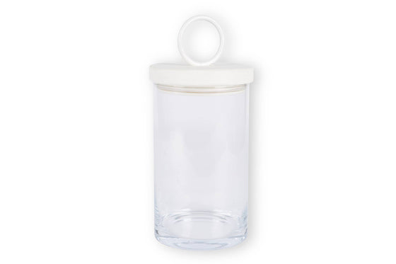 White Wood Glass Canister: Tall