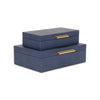 Lusan Set of 2 Rectangular Nesting Decorative Storage Boxes: Navy Shagreen