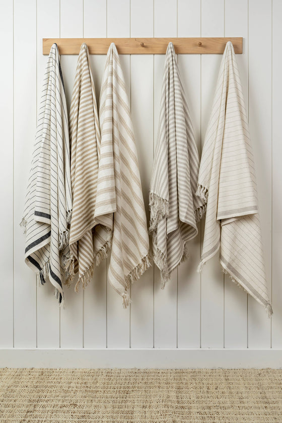 Pinstripe Hammam Bath Towel, Stone