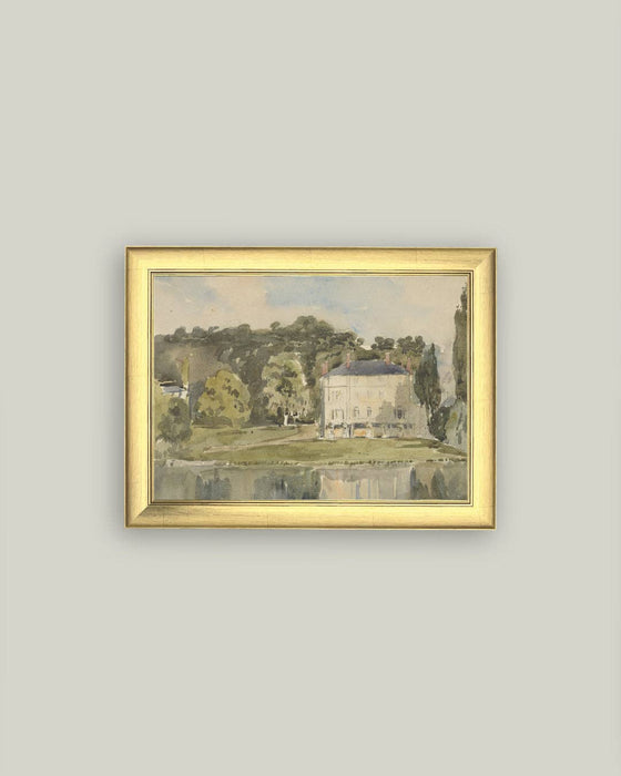 View of Chateau Framed Antique Art