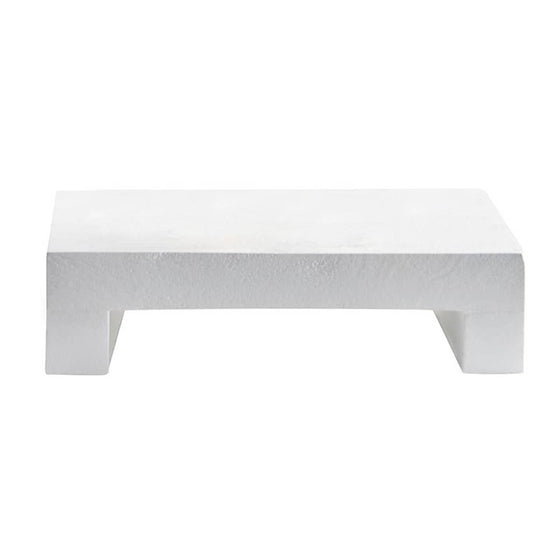 White Textured Pedestal - 8": Wipe Clean With Damp Cloth / Mango Wood