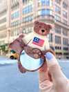 Hand-painted Americana Teddy Compact Mirror | Eco-Friendly