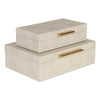 Lusan Set of 2 Rectangular Nesting Decorative Storage Boxes: Cream Shagreen