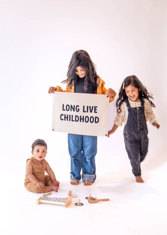 Long Live Childhood Canvas Banner: Natural