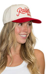 Raisin Hell Snapback Trucker Hat in Neutral Red Canvas: Neutral Red Split