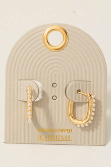  Gold Pearl Studded Hoops