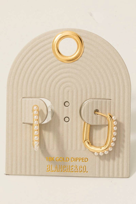 Gold Pearl Studded Hoops