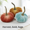 Pumpkin Small Velvet, Valentine's mantel, Autumn table, Gift: Emerald