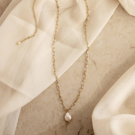 Pearl Paperclip Necklace