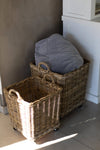 Rattan Square Storage Basket on Wheels: Large
