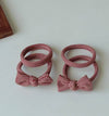 Red Striped Bow Seamless Hair Ties (Set of 4) : Assorted