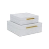 Lusan Set of 2 Square Nesting Decorative Storage Boxes: Navy Blue Shagreen