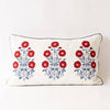 Red White And Blue Embroidered Floral Lumbar Pillow