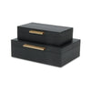 Lusan Set of 2 Rectangular Nesting Decorative Storage Boxes: Cream Shagreen