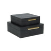 Lusan Set of 2 Square Nesting Decorative Storage Boxes: Navy Blue Shagreen