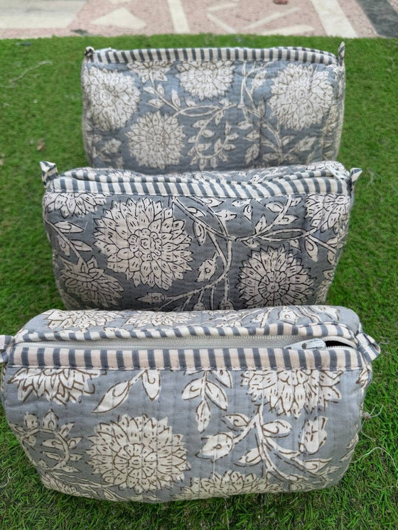 Quilted Floral Cosmetic Bag