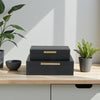 Lusan Set of 2 Rectangular Nesting Decorative Storage Boxes: Cream Shagreen