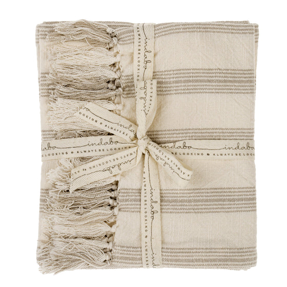 French Stripe Hammam Bath Towel, Stone