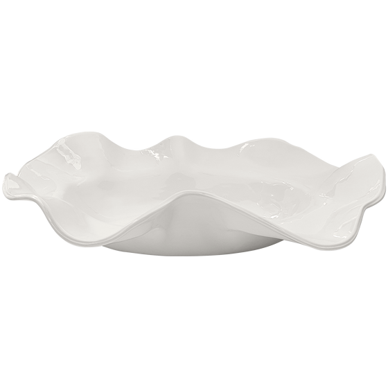 Cream Wavy Serving Bowl