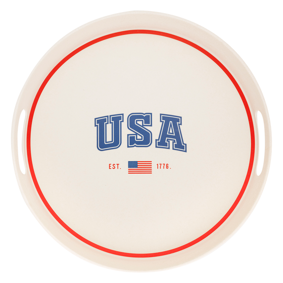 USA Round Reusable Bamboo Serving Tray