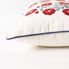 Red White And Blue Embroidered Floral Lumbar Pillow