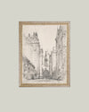 New York Sketch Framed Antique Art