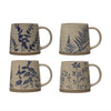 Hand-Stamped Botanical Stoneware Mug, 16 oz.
