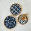 Enameled Mango Wood Floral Trays, Set of 3