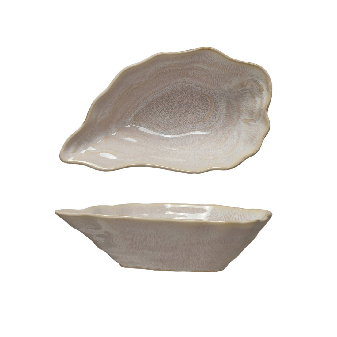  Stoneware Oyster Shell Shaped Bowl (Each One Will Vary)