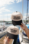 Sorry about my Husband / Wife Vintage Trucker Hat: Husband/Black