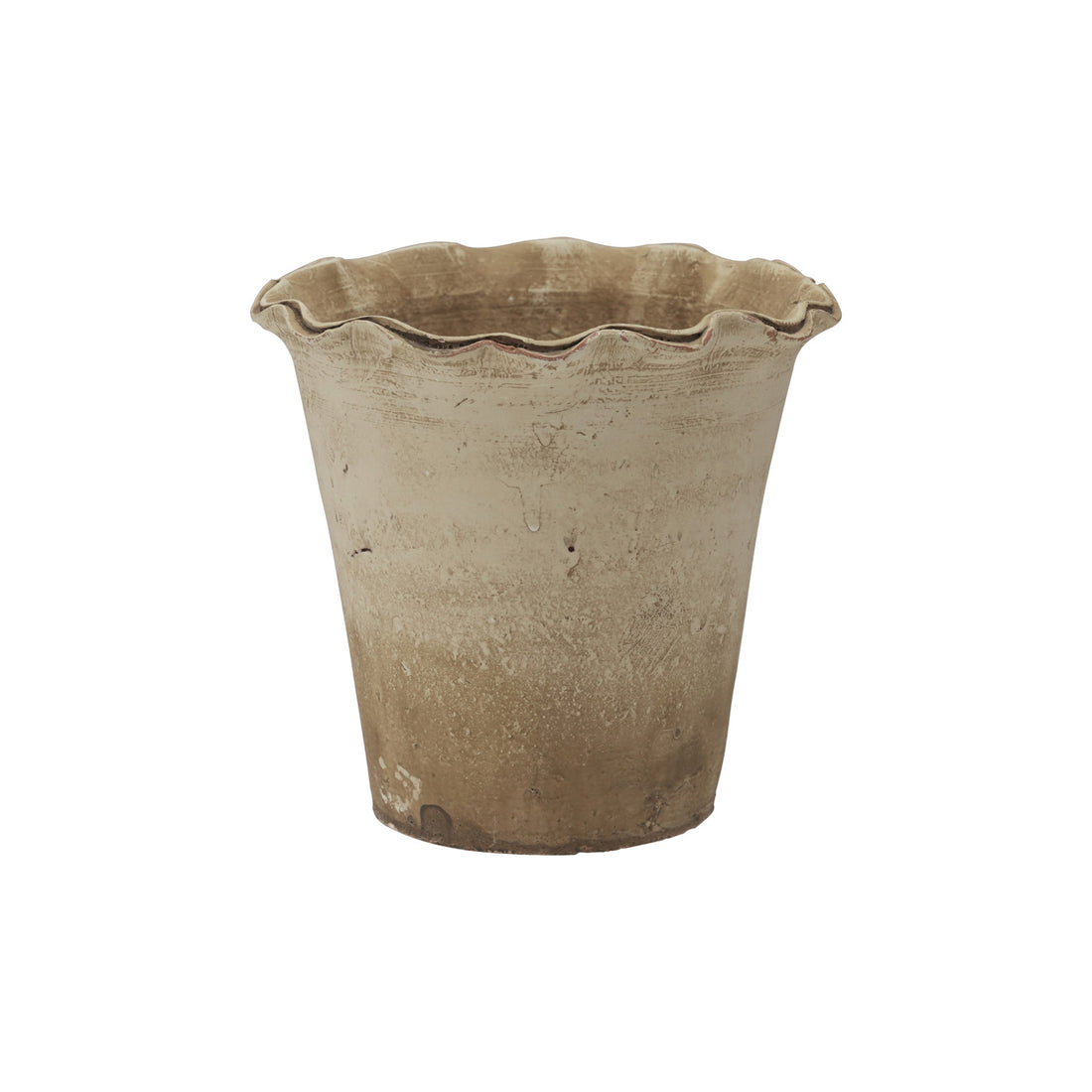  Terra-cotta Planter w/ Ruffled Edge, Distressed Finish, Natural (Holds 5" Pot)