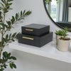 Lusan Set of 2 Square Nesting Decorative Storage Boxes: Navy Blue Shagreen