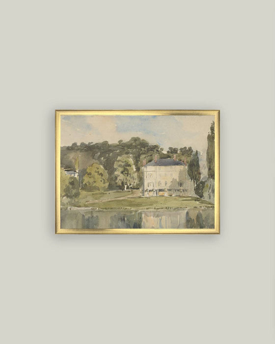 View of Chateau Framed Antique Art