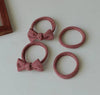 Red Striped Bow Seamless Hair Ties (Set of 4) : Assorted